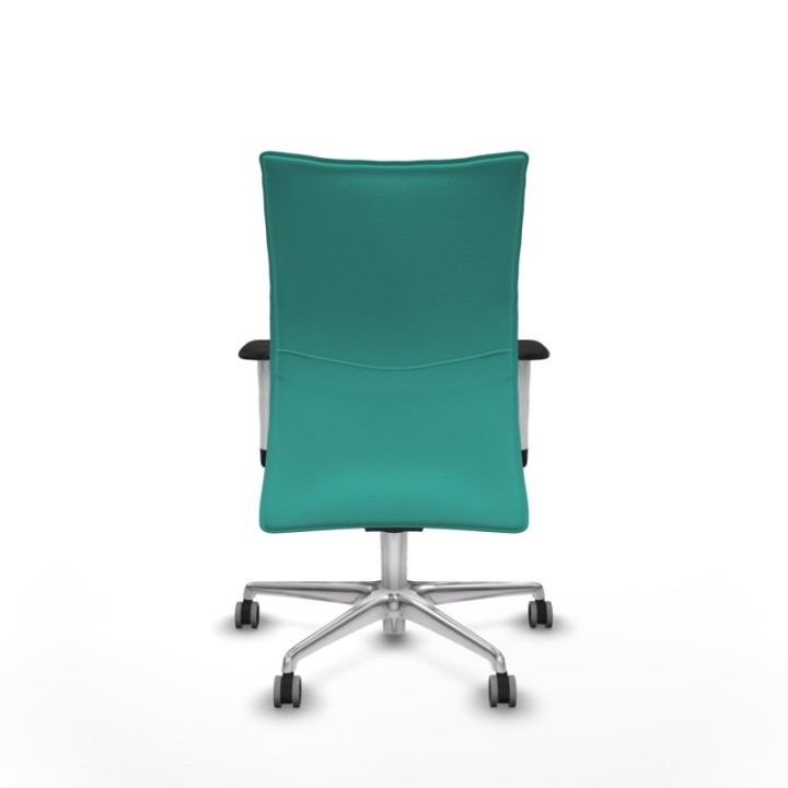 Albacete confidente sincro similpiel turquesa brazos 1D blancos base aluminio ruedas 65mm engomadas