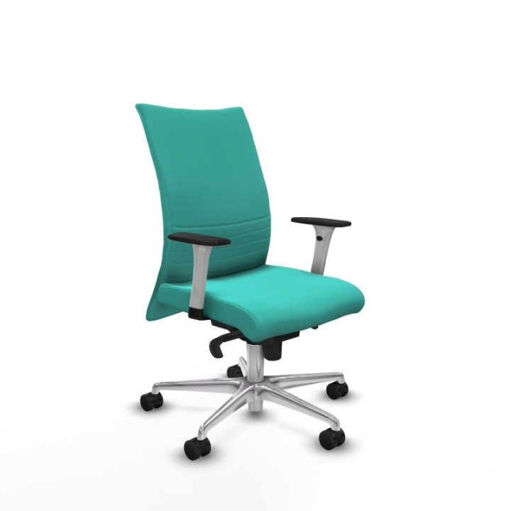 Albacete confidente sincro similpiel turquesa brazos 1D blancos base aluminio ruedas 65 mm nailon