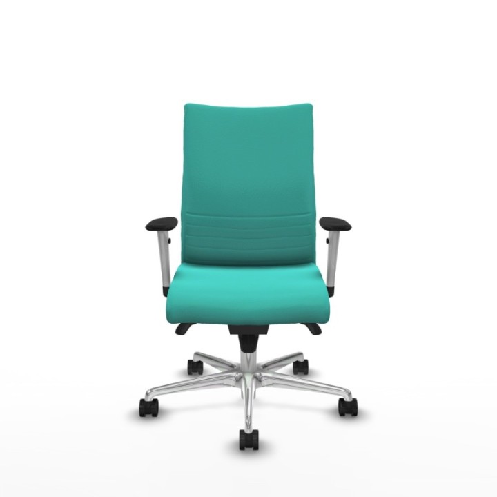 Albacete confidente sincro similpiel turquesa brazos 1D blancos base aluminio ruedas 65 mm nailon