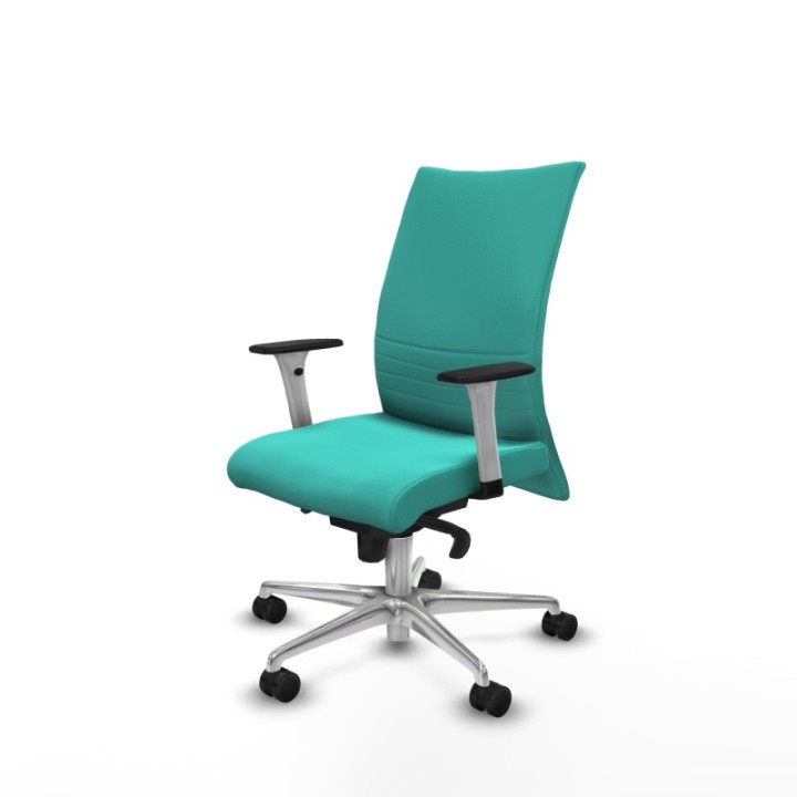 Albacete confidente sincro similpiel turquesa brazos 1D blancos base aluminio ruedas 65 mm nailon