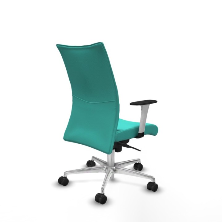 Albacete confidente sincro similpiel turquesa brazos 1D blancos base aluminio ruedas 65 mm nailon