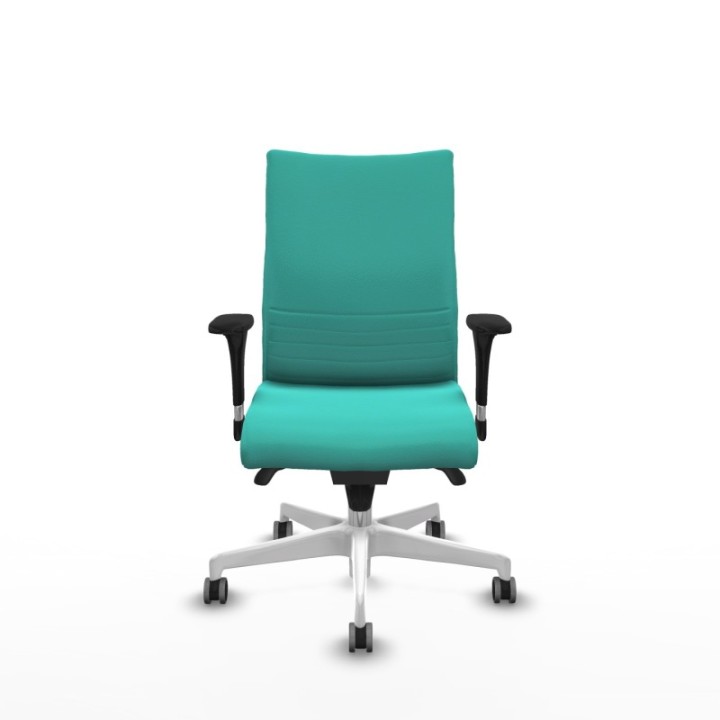 Albacete confidente sincro similpiel turquesa brazos 1D base blanca ruedas 65mm engomadas