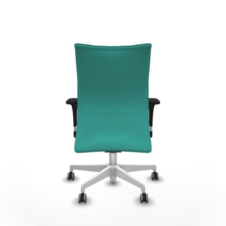 Albacete confidente sincro similpiel turquesa brazos 1D base blanca ruedas 65mm engomadas