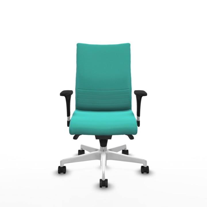 Albacete confidente sincro similpiel turquesa brazos 1D base blanca ruedas 65 mm nailon