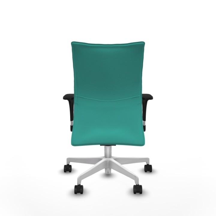 Albacete confidente sincro similpiel turquesa brazos 1D base blanca ruedas 65 mm nailon