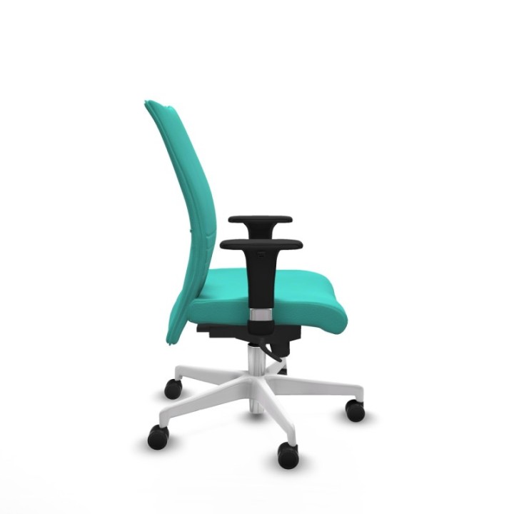 Albacete confidente sincro similpiel turquesa brazos 1D base blanca ruedas 65 mm nailon