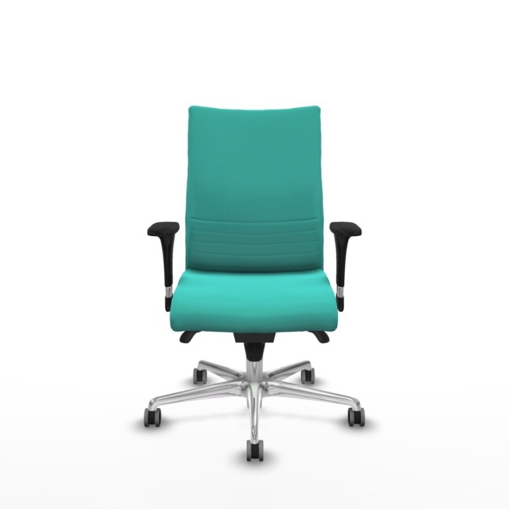 Albacete confidente sincro similpiel turquesa brazos 1D base aluminio ruedas 65mm engomadas