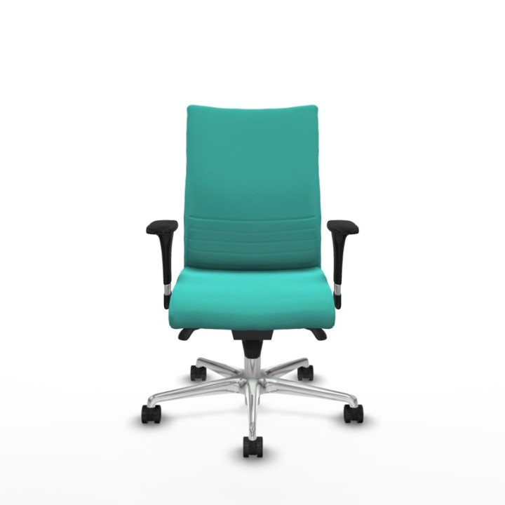 Albacete confidente sincro similpiel turquesa brazos 1D base aluminio ruedas 65 mm nailon