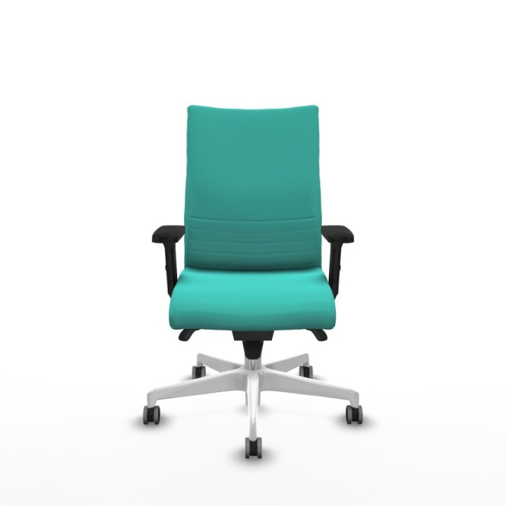 Albacete confidente sincro similpiel turquesa brazos 2D base blanca ruedas 65mm engomadas