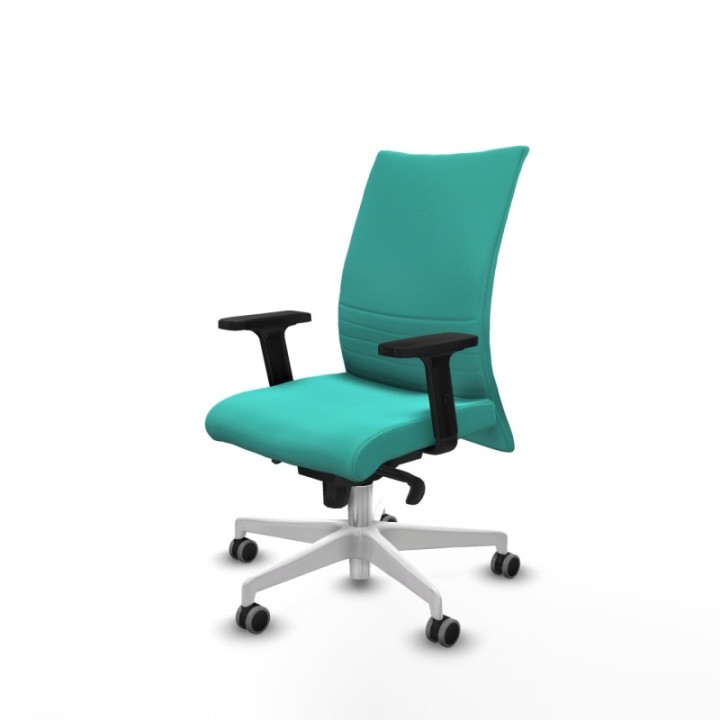 Albacete confidente sincro similpiel turquesa brazos 2D base blanca ruedas 65mm engomadas