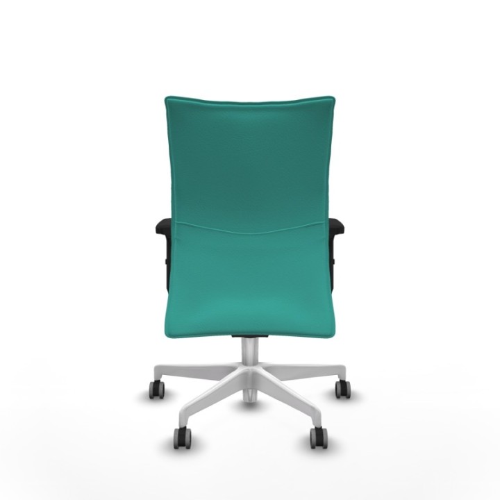 Albacete confidente sincro similpiel turquesa brazos 2D base blanca ruedas 65mm engomadas