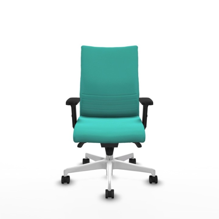 Albacete confidente sincro similpiel turquesa brazos 2D base blanca ruedas 65 mm nailon