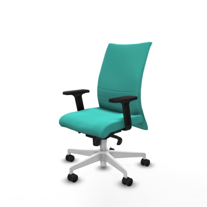 Albacete confidente sincro similpiel turquesa brazos 2D base blanca ruedas 65 mm nailon