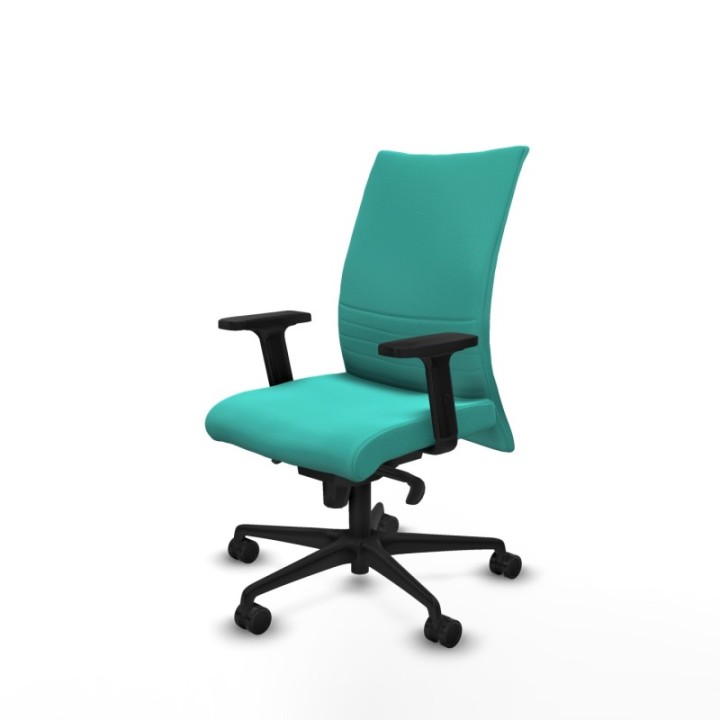 Albacete confidente sincro similpiel turquesa brazos 2D base nailon ruedas 65 mm nailon