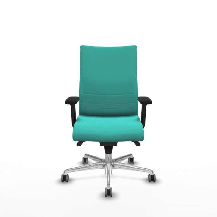 Albacete confidente sincro similpiel turquesa brazos 2D base aluminio ruedas 65mm engomadas