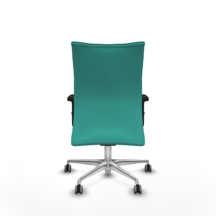 Albacete confidente sincro similpiel turquesa brazos 2D base aluminio ruedas 65mm engomadas