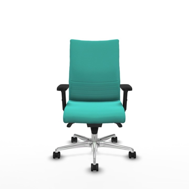 Albacete confidente sincro similpiel turquesa brazos 2D base aluminio ruedas 65 mm nailon