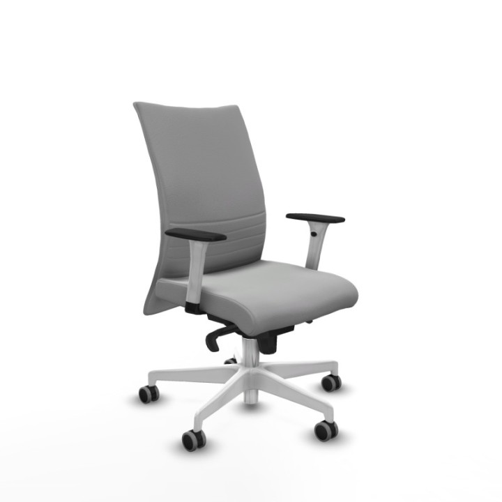 Albacete confidente sincro similpiel gris claro brazos 1D blancos base blanca ruedas 65mm engomadas