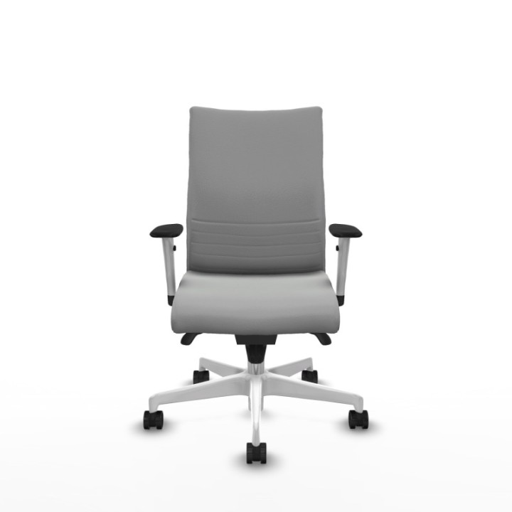 Albacete confidente sincro similpiel gris claro brazos 1D blancos base blanca ruedas 65 mm nailon