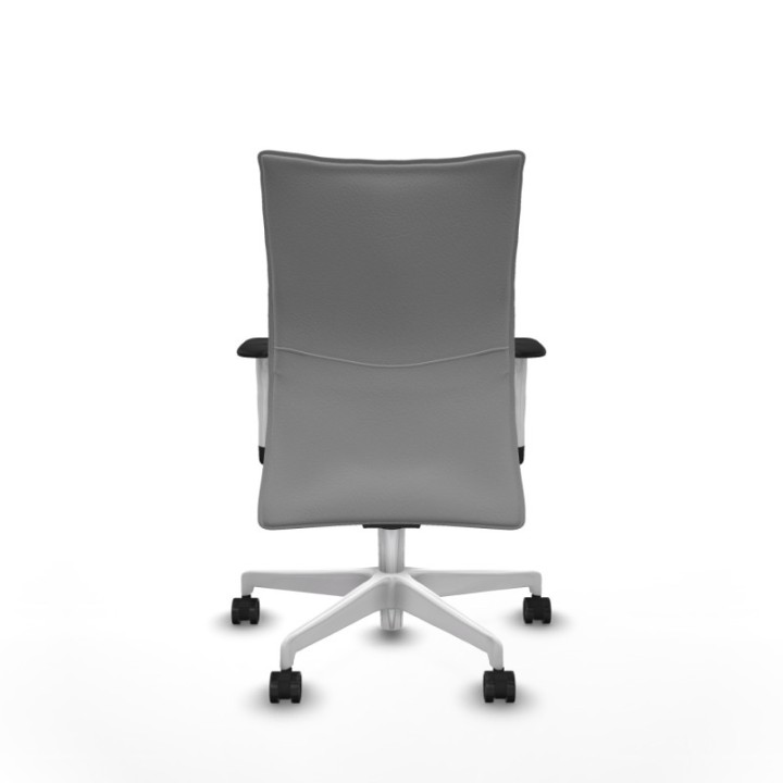 Albacete confidente sincro similpiel gris claro brazos 1D blancos base blanca ruedas 65 mm nailon