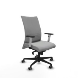 Albacete confidente sincro similpiel gris claro brazos 1D blancos base nailon ruedas 65mm engomadas