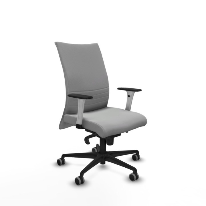 Albacete confidente sincro similpiel gris claro brazos 1D blancos base nailon ruedas 65mm engomadas