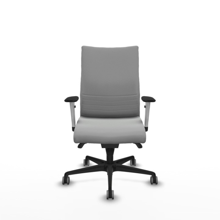 Albacete confidente sincro similpiel gris claro brazos 1D blancos base nailon ruedas 65mm engomadas