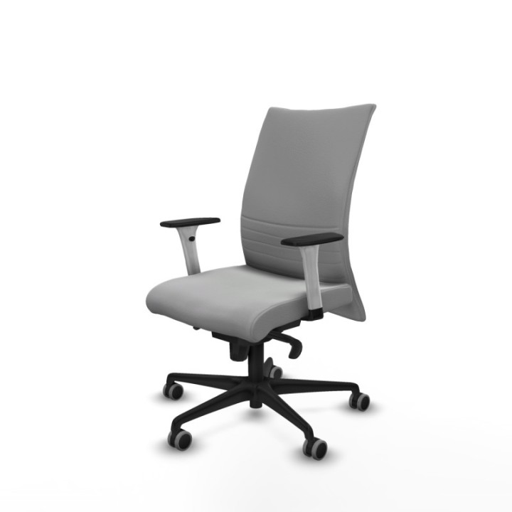 Albacete confidente sincro similpiel gris claro brazos 1D blancos base nailon ruedas 65mm engomadas