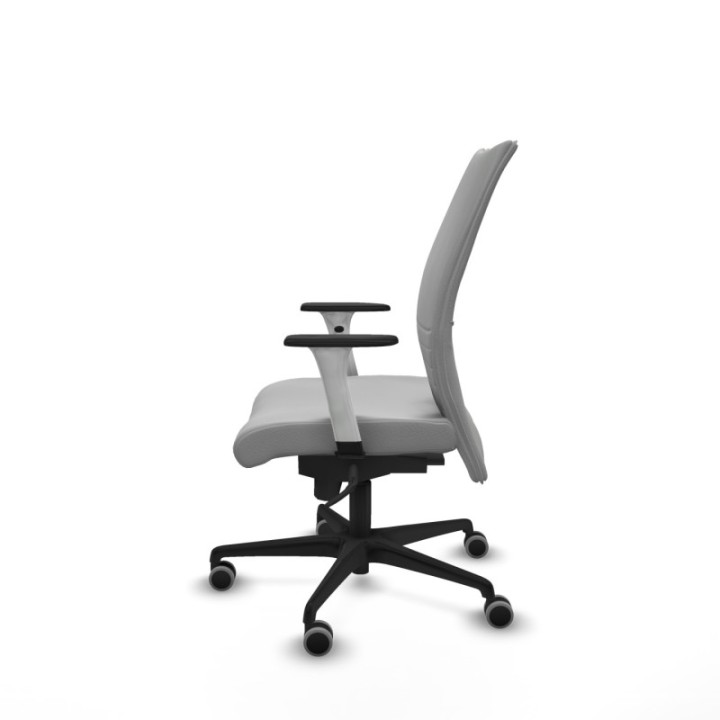 Albacete confidente sincro similpiel gris claro brazos 1D blancos base nailon ruedas 65mm engomadas