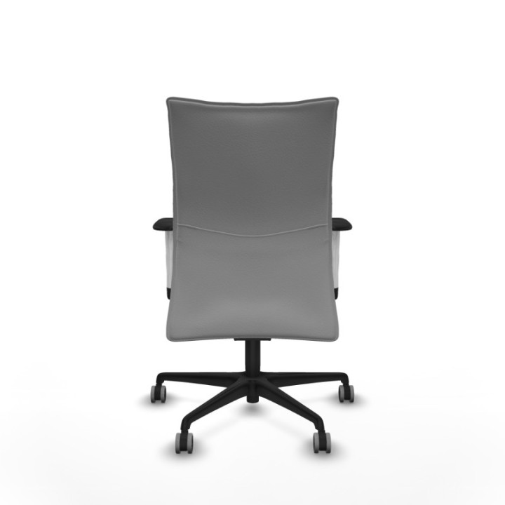 Albacete confidente sincro similpiel gris claro brazos 1D blancos base nailon ruedas 65mm engomadas