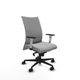 Albacete confidente sincro similpiel gris claro brazos 1D blancos base nailon ruedas 65 mm nailon