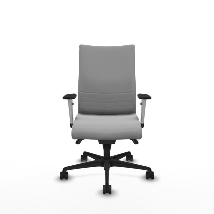 Albacete confidente sincro similpiel gris claro brazos 1D blancos base nailon ruedas 65 mm nailon