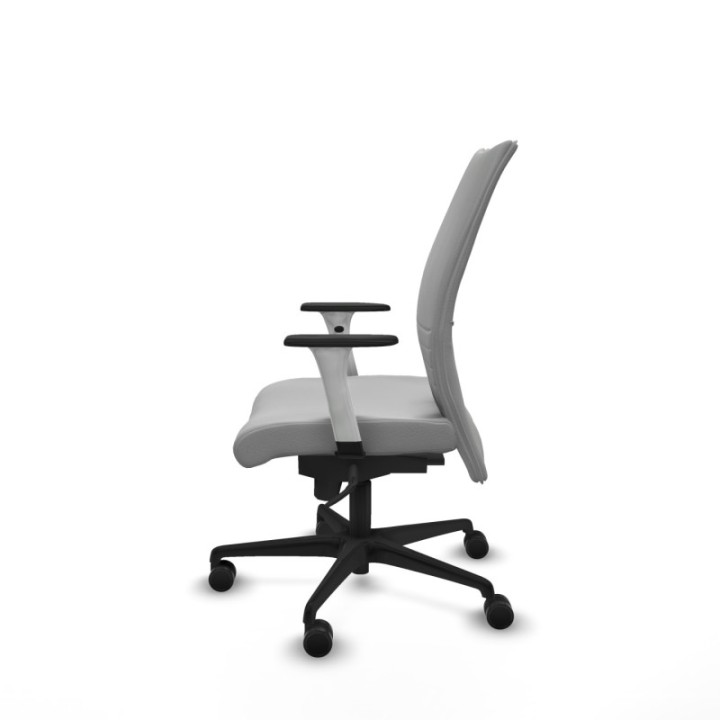 Albacete confidente sincro similpiel gris claro brazos 1D blancos base nailon ruedas 65 mm nailon