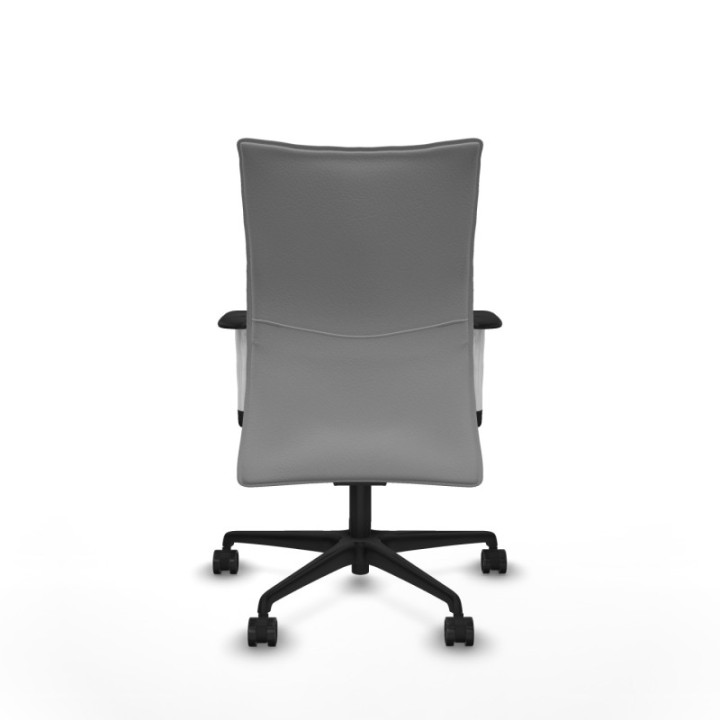 Albacete confidente sincro similpiel gris claro brazos 1D blancos base nailon ruedas 65 mm nailon