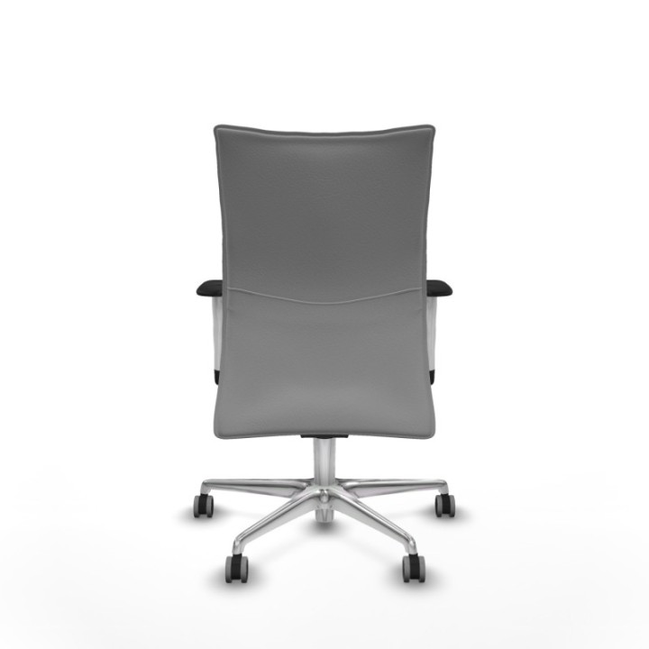 Albacete confidente sincro similpiel gris claro brazos 1D blancos base aluminio ruedas 65mm engomadas