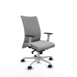 Albacete confidente sincro similpiel gris claro brazos 1D blancos base aluminio ruedas 65 mm nailon