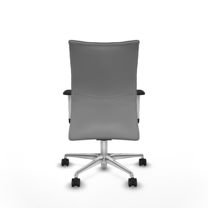 Albacete confidente sincro similpiel gris claro brazos 1D blancos base aluminio ruedas 65 mm nailon