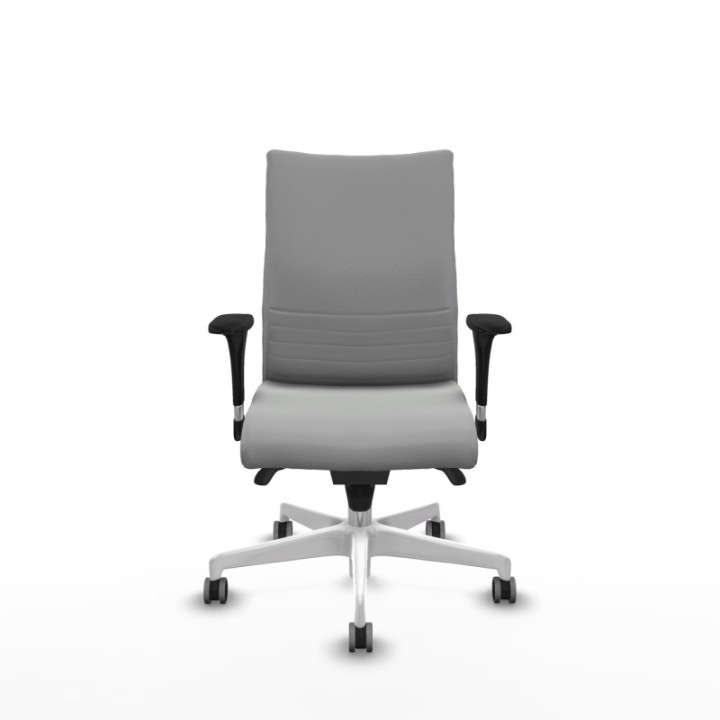 Albacete confidente sincro similpiel gris claro brazos 1D base blanca ruedas 65mm engomadas