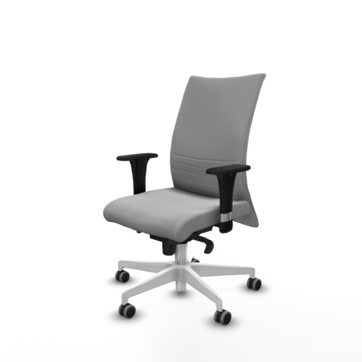 Albacete confidente sincro similpiel gris claro brazos 1D base blanca ruedas 65mm engomadas