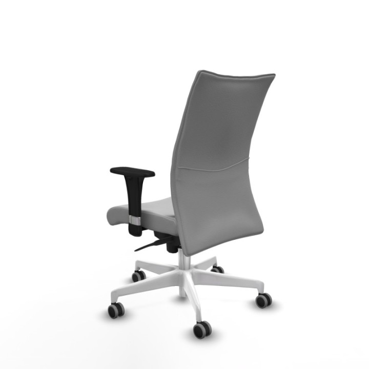 Albacete confidente sincro similpiel gris claro brazos 1D base blanca ruedas 65mm engomadas