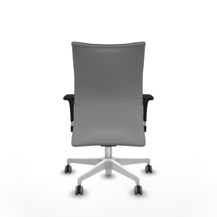 Albacete confidente sincro similpiel gris claro brazos 1D base blanca ruedas 65mm engomadas