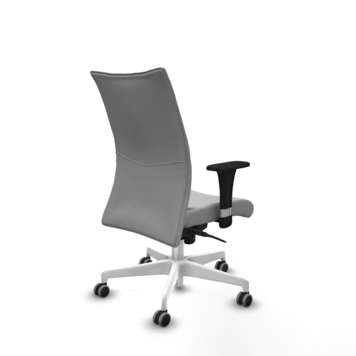 Albacete confidente sincro similpiel gris claro brazos 1D base blanca ruedas 65mm engomadas