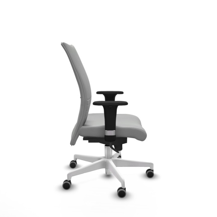 Albacete confidente sincro similpiel gris claro brazos 1D base blanca ruedas 65mm engomadas