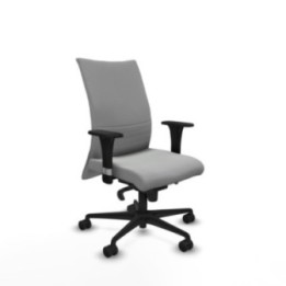 Albacete confidente sincro similpiel gris claro brazos 1D base nailon ruedas 65 mm nailon