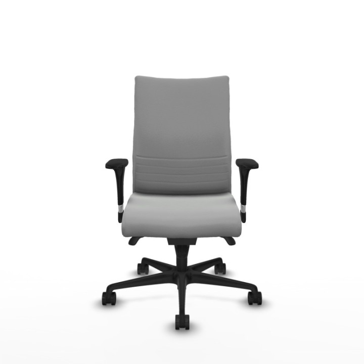 Albacete confidente sincro similpiel gris claro brazos 1D base nailon ruedas 65 mm nailon