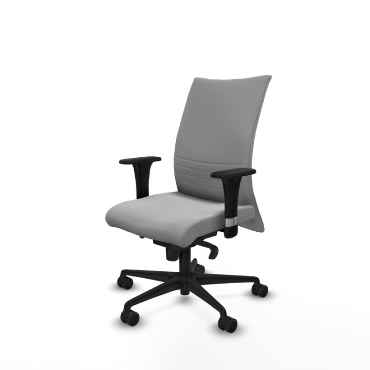 Albacete confidente sincro similpiel gris claro brazos 1D base nailon ruedas 65 mm nailon