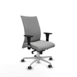 Albacete confidente sincro similpiel gris claro brazos 1D base aluminio ruedas 65mm engomadas