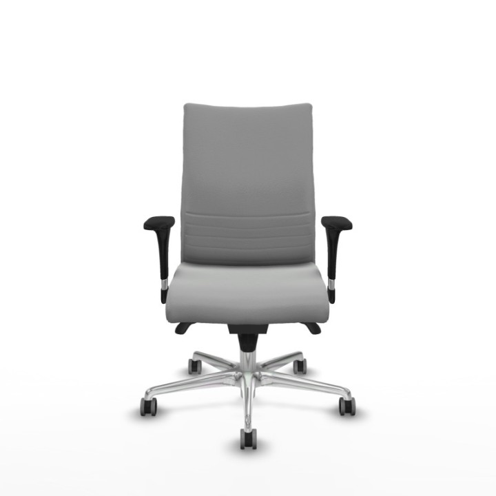 Albacete confidente sincro similpiel gris claro brazos 1D base aluminio ruedas 65mm engomadas