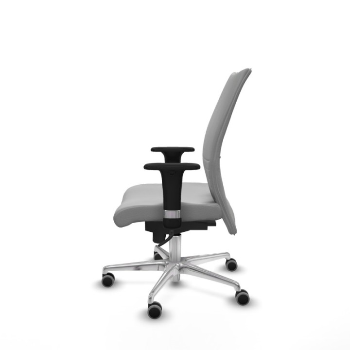 Albacete confidente sincro similpiel gris claro brazos 1D base aluminio ruedas 65mm engomadas