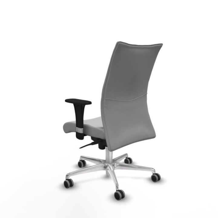 Albacete confidente sincro similpiel gris claro brazos 1D base aluminio ruedas 65mm engomadas